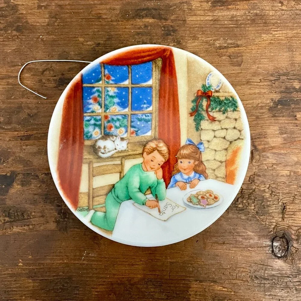 Hallmark Cookies For Santa Porcelain Ornmament 1990